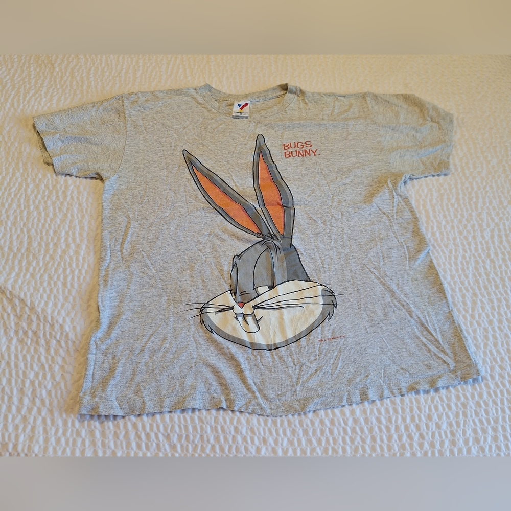 VTG Artex XL Bugs Bunny Looney Tunes Gray Graphic T-shirt Geek Cartoon 90s